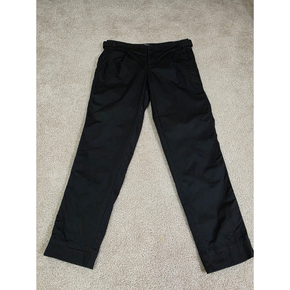 Vince Black Cotton Straight Leg Pleated Chino Pants Trousers Size 8